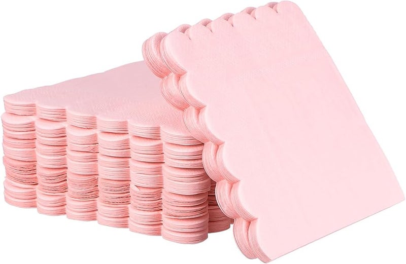 مناديل العشاء الوردي الفاتح المزخرف 150 قطعة بالجملة لحفلات الزفاف والاستحمام - Image 1